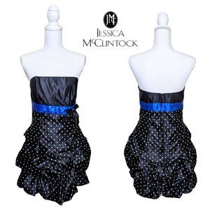 1980s JESSICA MCCLINTOCK for Gunne Sax Polka Dot Satin Mini Bubble Party Dress